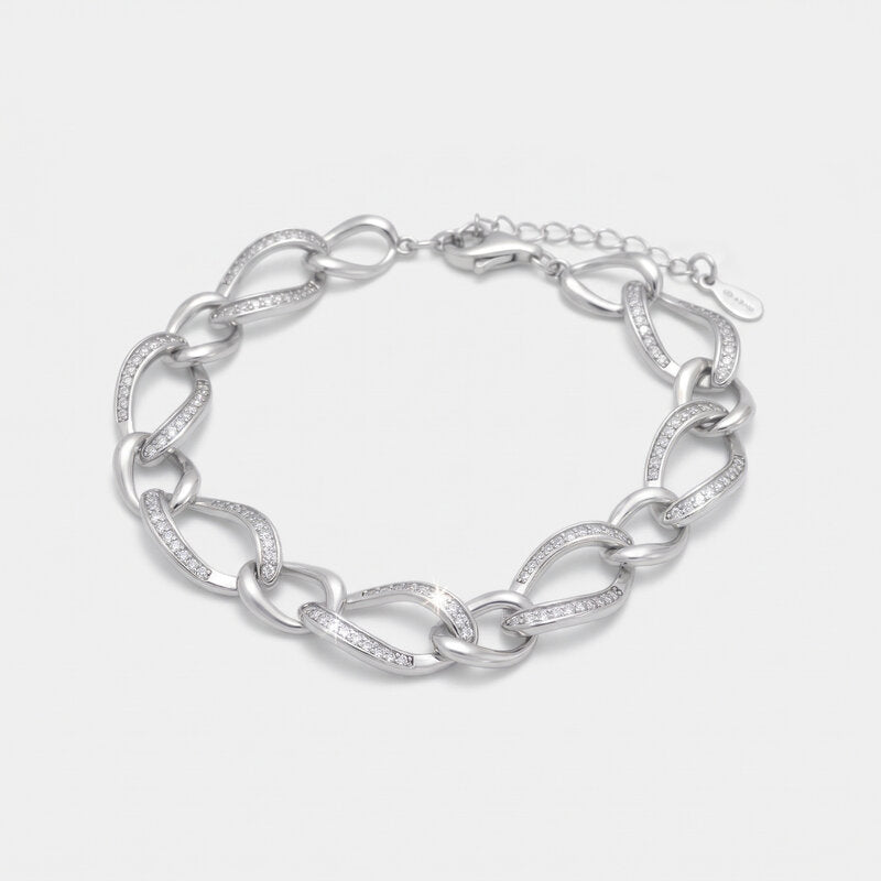Bracciale in Argento 925 con catene impreziosite da zirconi Collezione Barcellona - BYSIMON gioielli