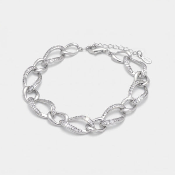 Bracciale in Argento 925 con catene impreziosite da zirconi Collezione Barcellona - BYSIMON gioielli