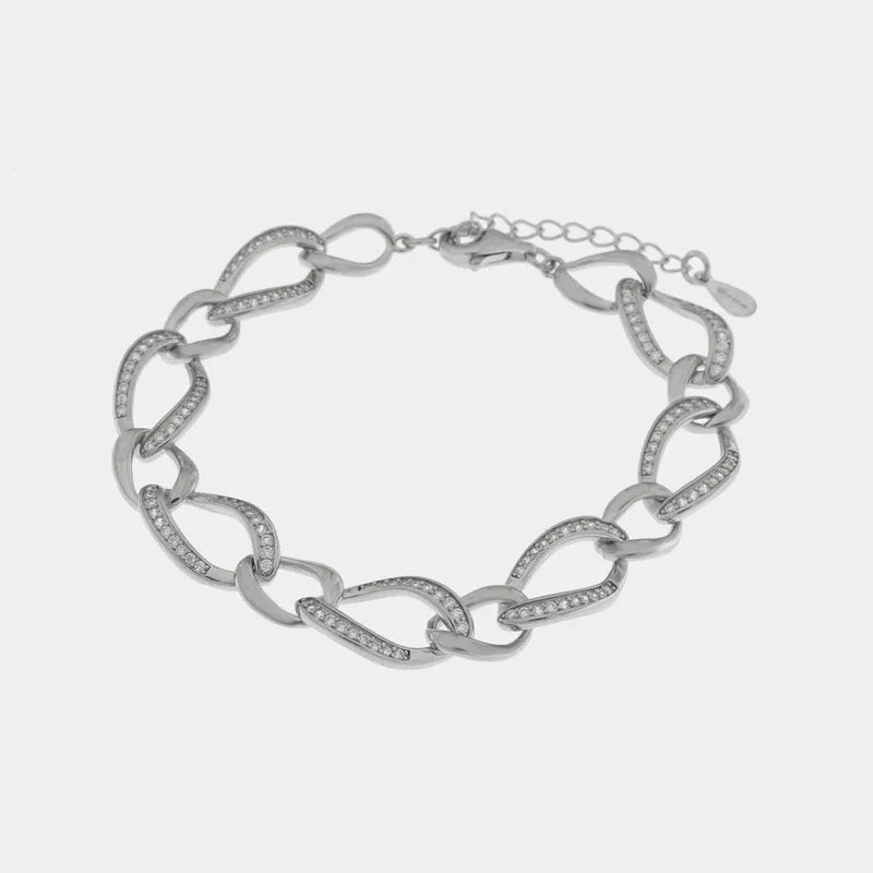 Bracciale in Argento 925 con catene impreziosite da zirconi Collezione Barcellona - BYSIMON gioielli