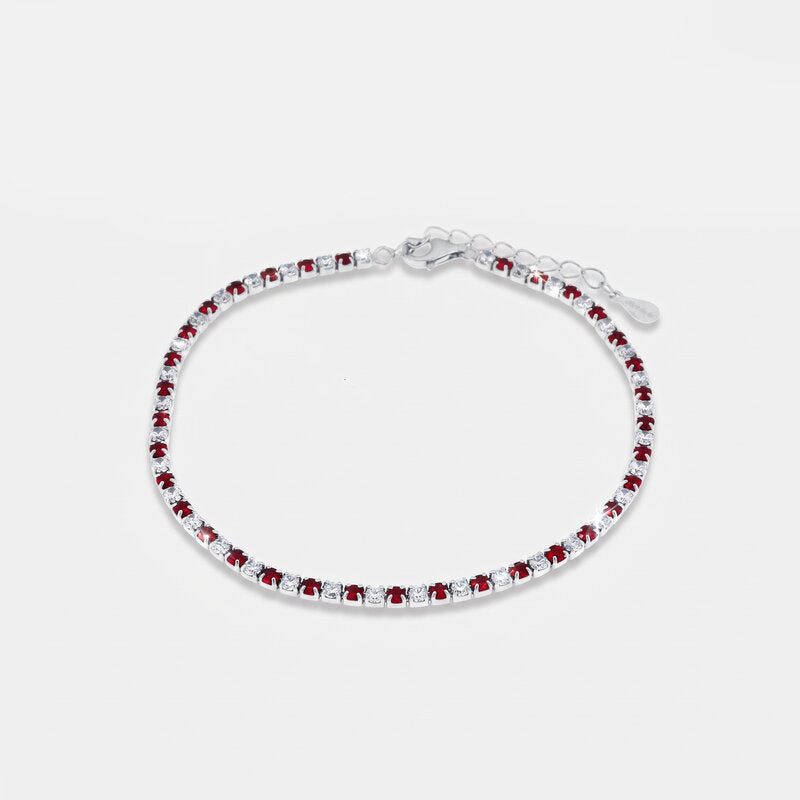 Bracciale in Argento 925 con zirconi fucsia e trasparenti