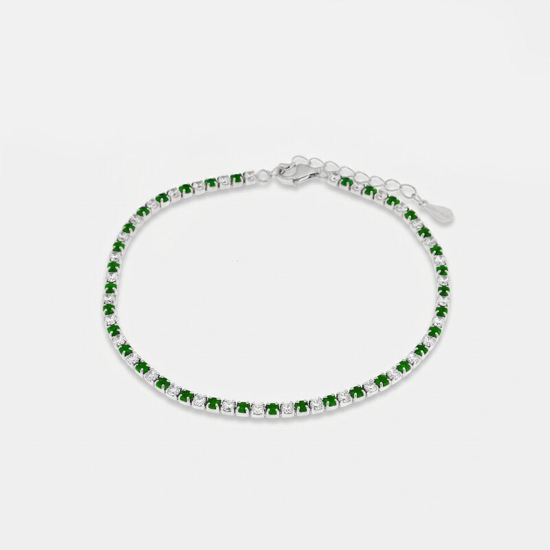 Bracciale in Argento 925 con zirconi verdi e trasparenti - BYSIMON gioielli