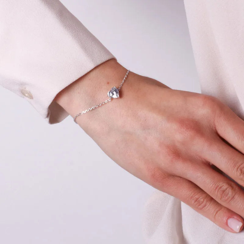 Bracciale in Argento 925 con cuore trasparente