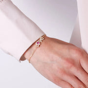 Bracciale in Argento 925 con scritta LOVE e cuore rosa