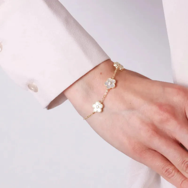 Bracciale in Argento 925 con fiori in madreperla
