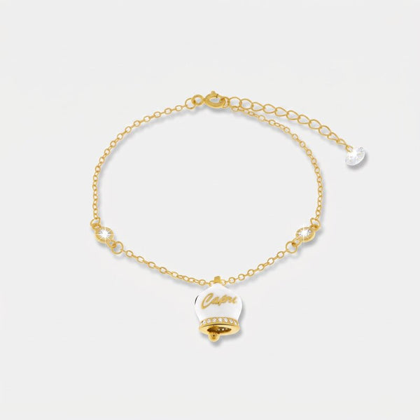 Bracciale in Argento 925 con campanella bianca Capri e zirconi