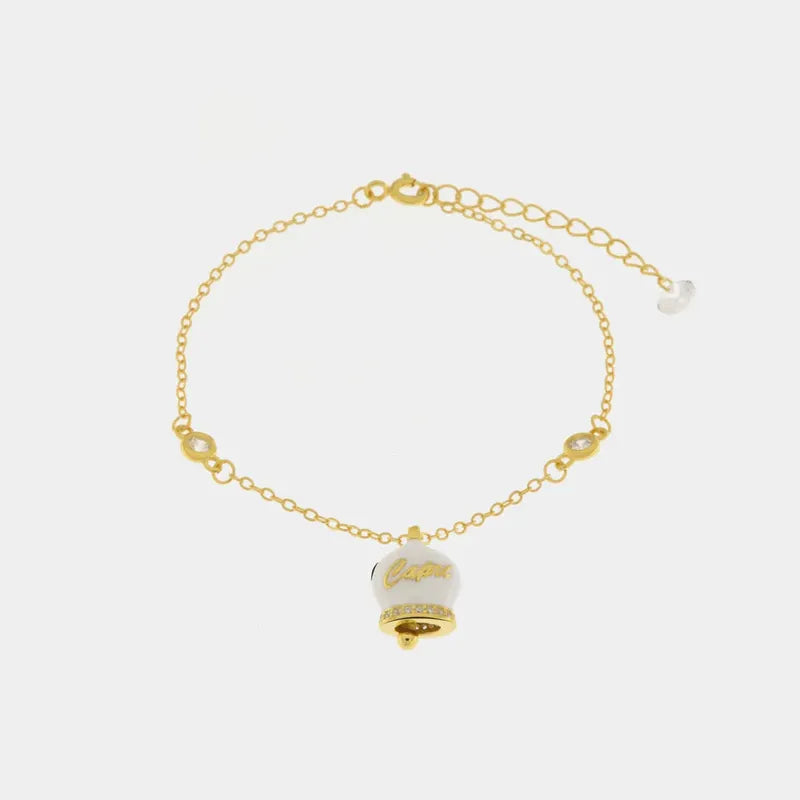 Bracciale in Argento 925 con campanella bianca Capri e zirconi