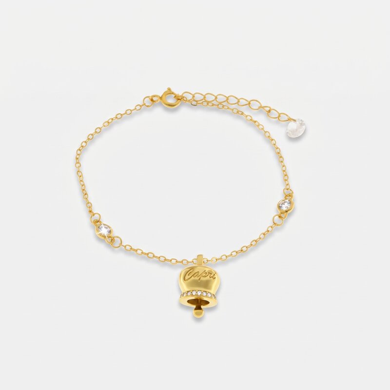 Bracciale in Argento 925 con campanella Capri e zirconi