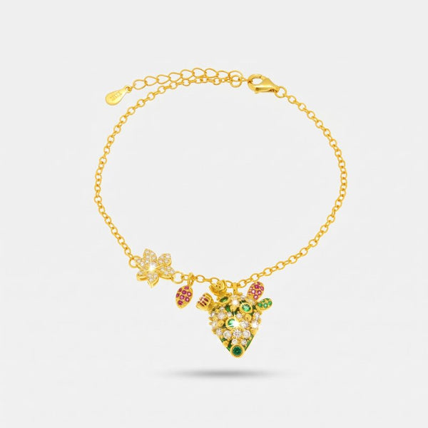 Bracciale in Argento 925 con cactus e zirconi colorate - BYSIMON gioielli
