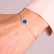 Bracciale in Argento 925 a forma di fiore e zirconi blu