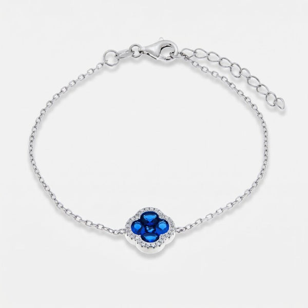 Bracciale in Argento 925 a forma di fiore e zirconi blu Collezione Amsterdam - BYSIMON gioielli