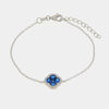 Bracciale in Argento 925 a forma di fiore e zirconi blu