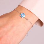 Bracciale in Argento 925 con fiore zirconato celeste - BYSIMON gioielli