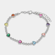 Bracciale in Argento 925  tennis impreziosito da curicini multicolor