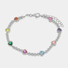 Bracciale in Argento 925  tennis impreziosito da curicini multicolor