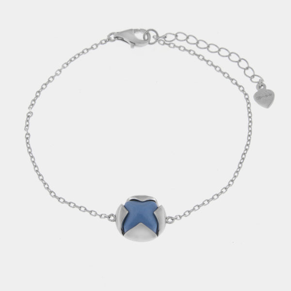 Bracciale in Argento 925 con fiore blu - BYSIMON gioielli
