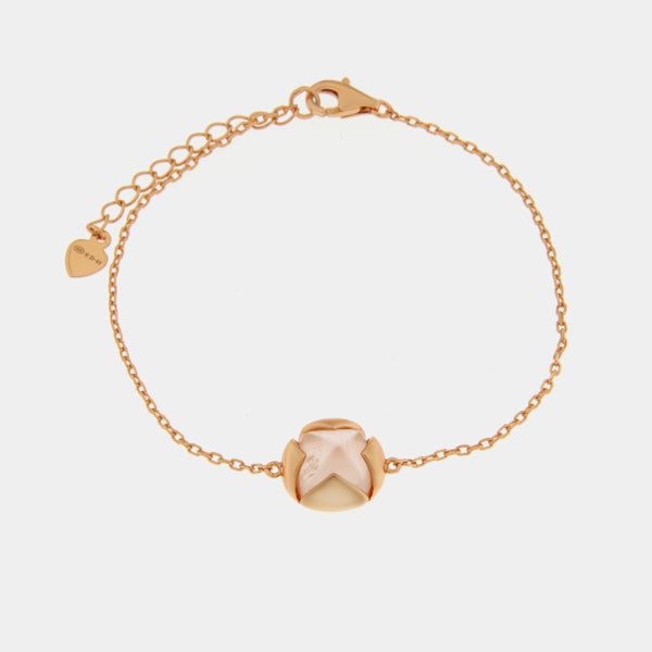 Bracciale in Argento 925 con fiore rosa cipria - BYSIMON gioielli
