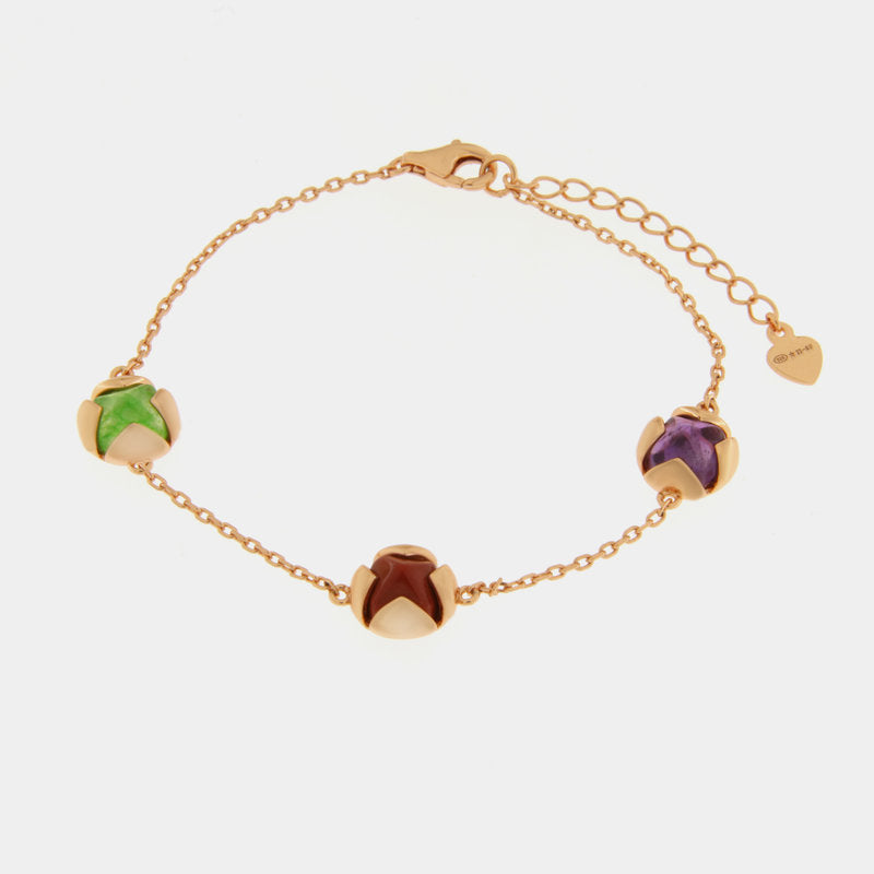 Bracciale in Argento 925 con fiori colorati