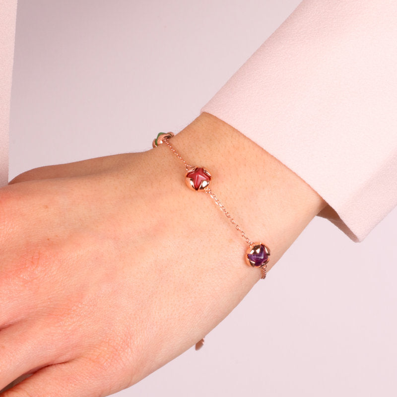 Bracciale in Argento 925 con fiori colorati