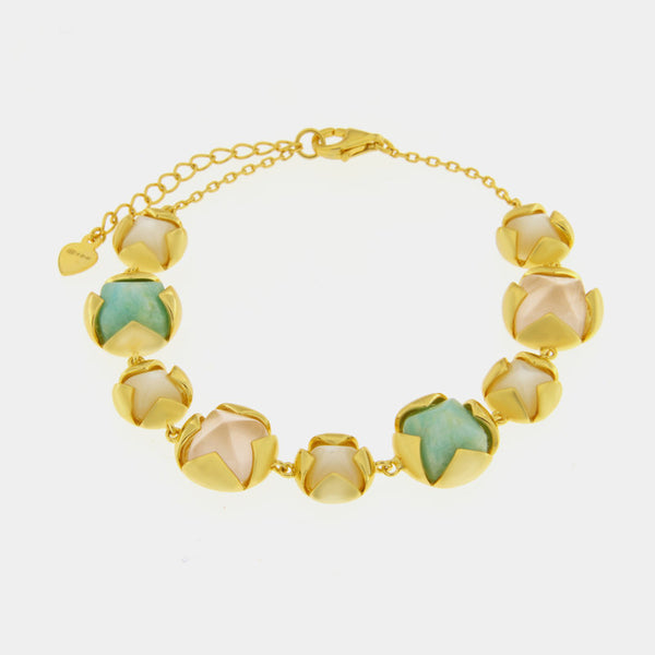 Bracciale in Argento 925 con fiori colorati - BYSIMON gioielli
