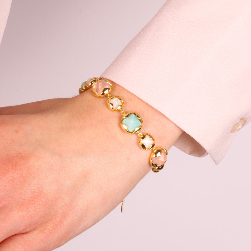 Bracciale in Argento 925 con fiori colorati