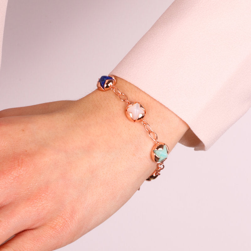 Bracciale in Argento 925 con fiori colorati