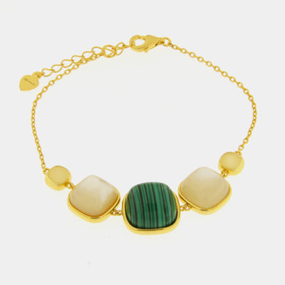 Bracciale in Argento 925 con pietre naturali verdi SIMEONE - gioiello BySimon