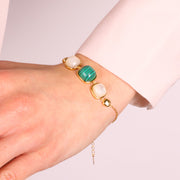 Bracciale in Argento 925 con pietre naturali verdi