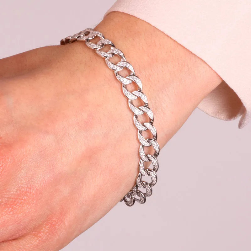 Bracciale in Argento 925 con catene impreziosite da zirconi