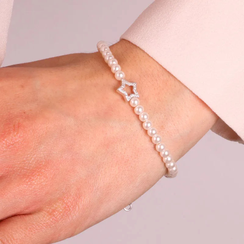 Bracciale In Argento Sterling 925 Con Perle Finta Gioielli Moda Bracciale In Argento Sterling 925 Con Perle Finta Gioielli Moda
