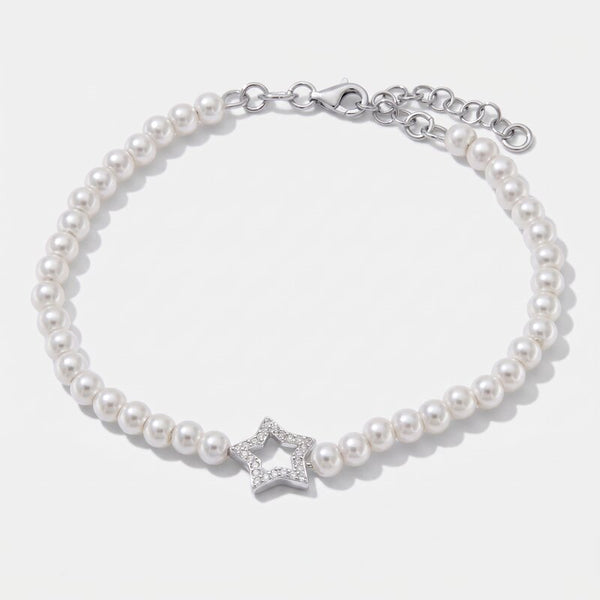 Bracciale in Argento 925 con perle di acqua dolce e stella - BYSIMON gioielli