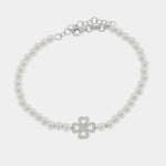 Bracciale in Argento 925 con perle di acqua dolce e quadrifoglio BYSIMON - gioiello BySimon