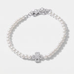 Bracciale in Argento 925 con perle di acqua dolce e quadrifoglio BYSIMON - gioiello BySimon