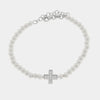 Bracciale in Argento 925 con perle di acqua dolce e croce centrale