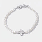 Bracciale in Argento 925 con perle di acqua dolce e croce centrale - BYSIMON gioielli