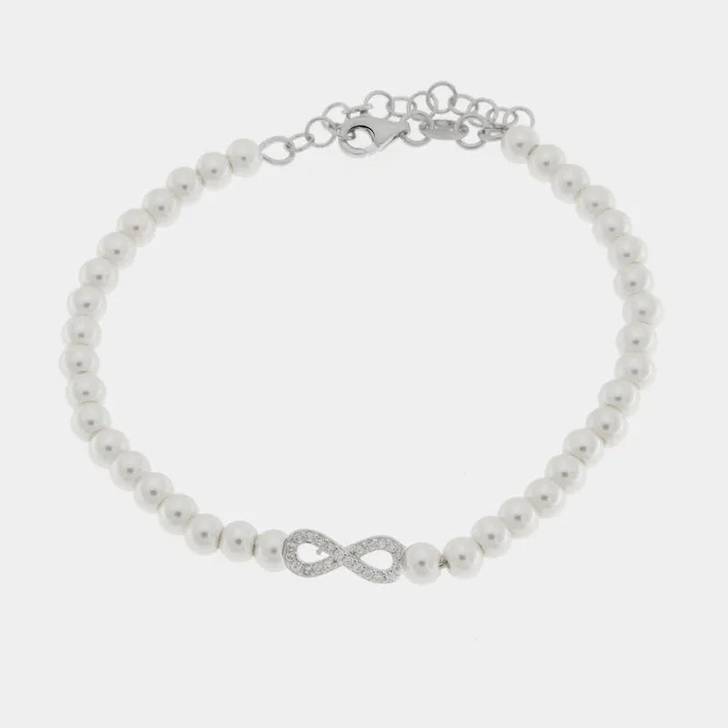 Bracciale in Argento 925 con perle di acqua dolce e albero dell'infinito - BYSIMON gioielli
