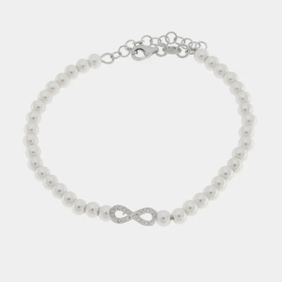 Bracciale in Argento 925 con perle di acqua dolce e albero dell'infinito - BYSIMON gioielli