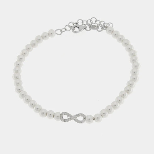 Bracciale in Argento 925 con perle di acqua dolce e albero dell'infinito - BYSIMON gioielli