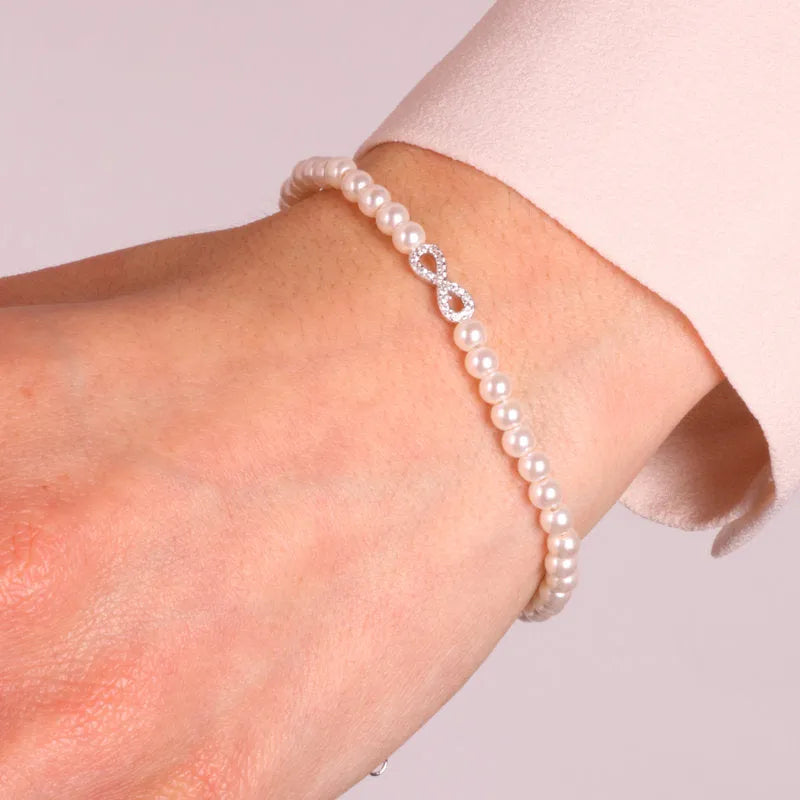 Bracciale in Argento 925 con perle di acqua dolce e albero dell'infinito - BYSIMON gioielli
