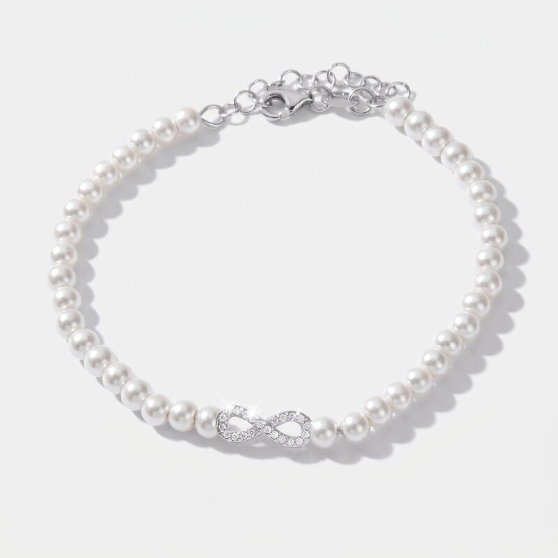 Bracciale in Argento 925 con perle di acqua dolce e albero dell'infinito - BYSIMON gioielli