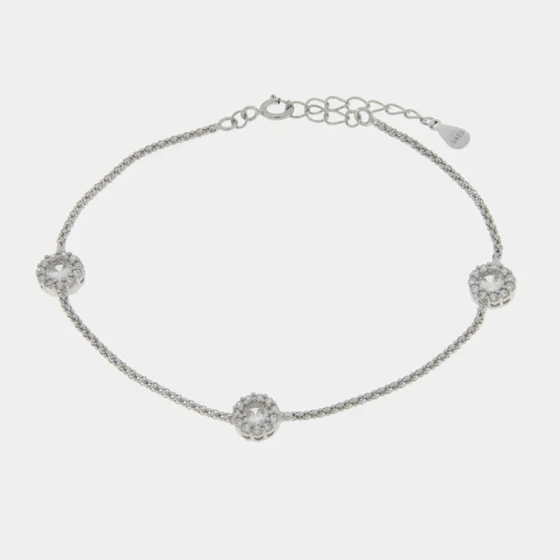 Bracciale in Argento 925 con tre zirconi bianchi