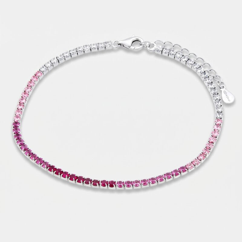 Bracciale in Argento 925 tennis impreziosito da zirconi rossi - BYSIMON gioielli