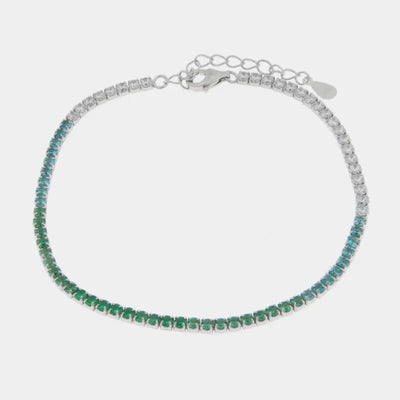 Bracciale in Argento 925  tennis impreziosito da zirconi verdi - BYSIMON gioielli