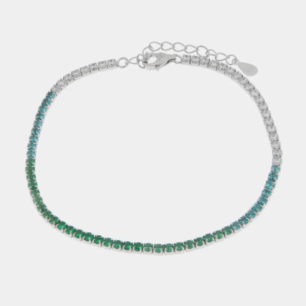 Bracciale in Argento 925  tennis impreziosito da zirconi verdi - BYSIMON gioielli