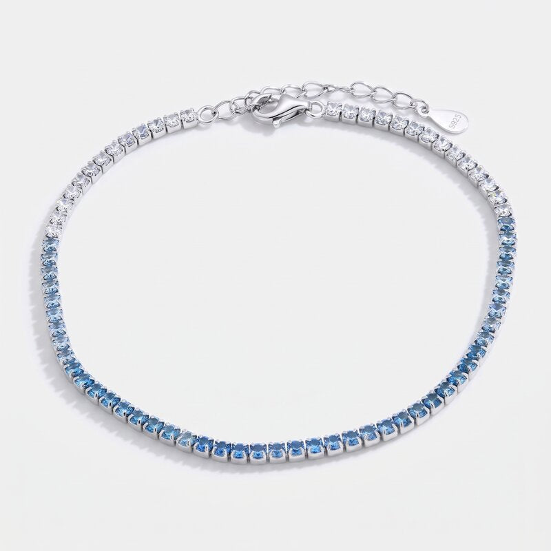 Bracciale in Argento 925 tennis impreziosito da zirconi blu - BYSIMON gioielli