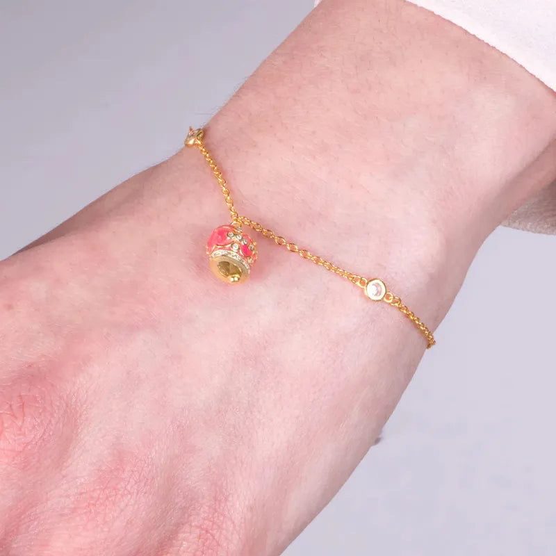 Bracciale in Argento 925 con campanella arancio