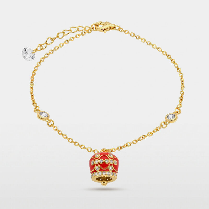 Bracciale in Argento 925 con campanella arancio
