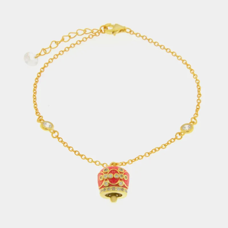 Bracciale in Argento 925 con campanella arancio