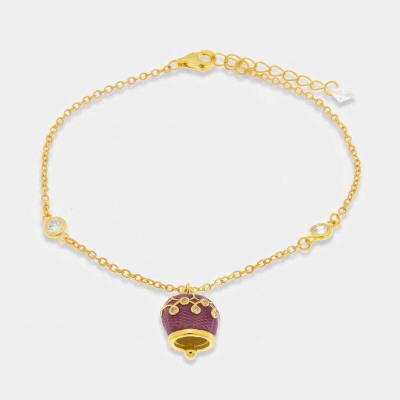 Bracciale in Argento 925 con campanella viola