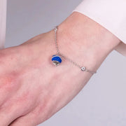 Bracciale in Argento 925 con campanella blu