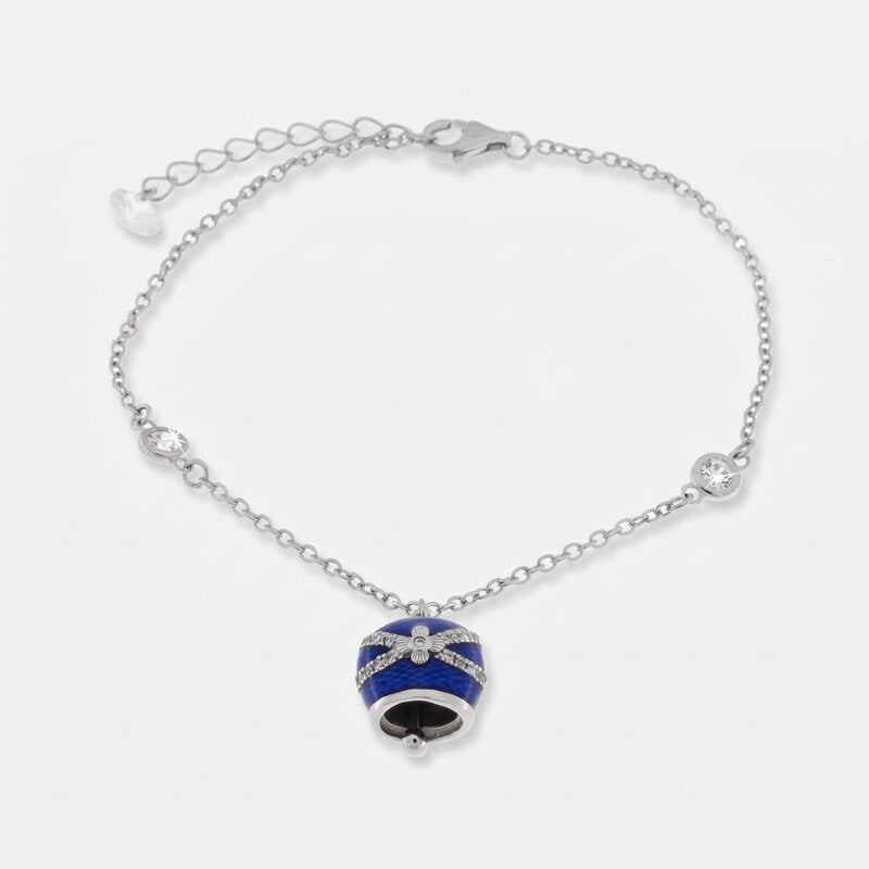 Bracciale in Argento 925 con campanella blu
